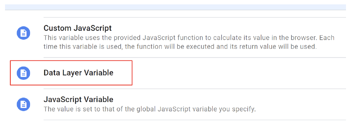 Data layer variable