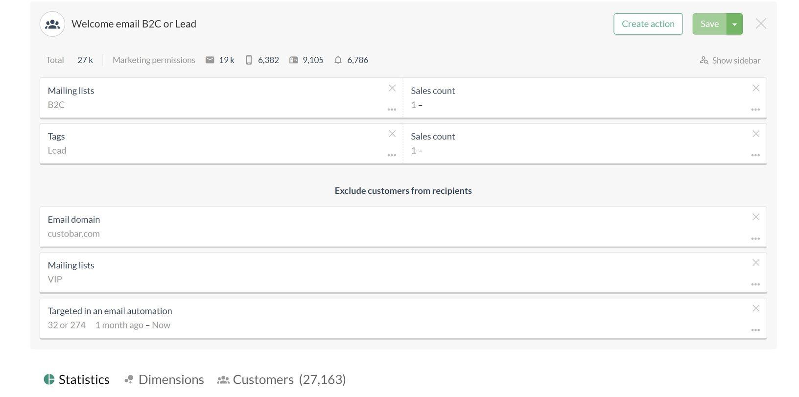 Detailed customer segment