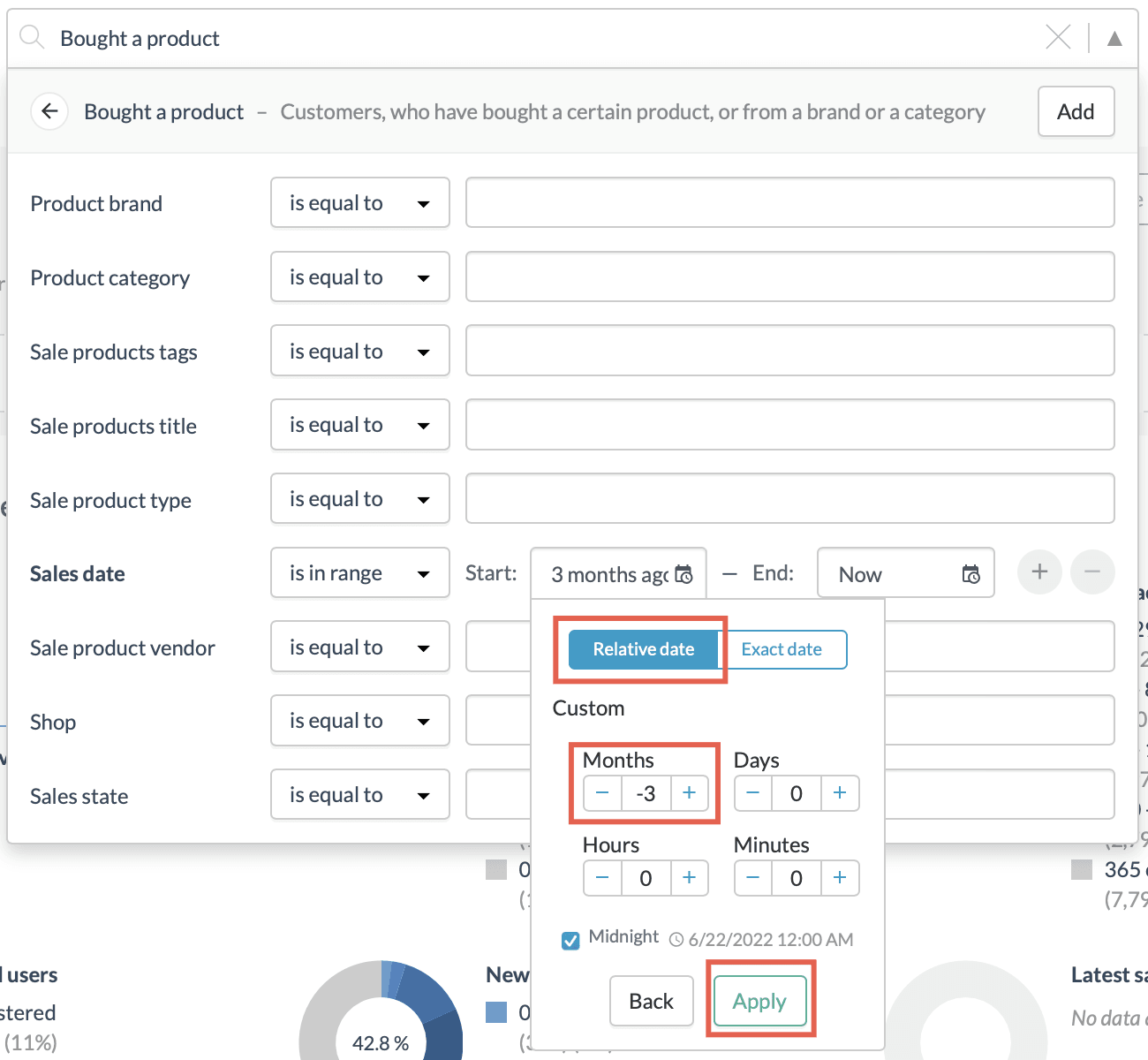 Relative date settings