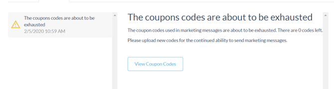 Coupon alert message