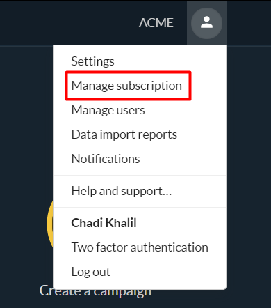 Manage subscription