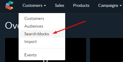 Navigate to search blocks